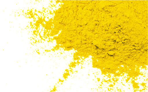 a yellow powder on a white background