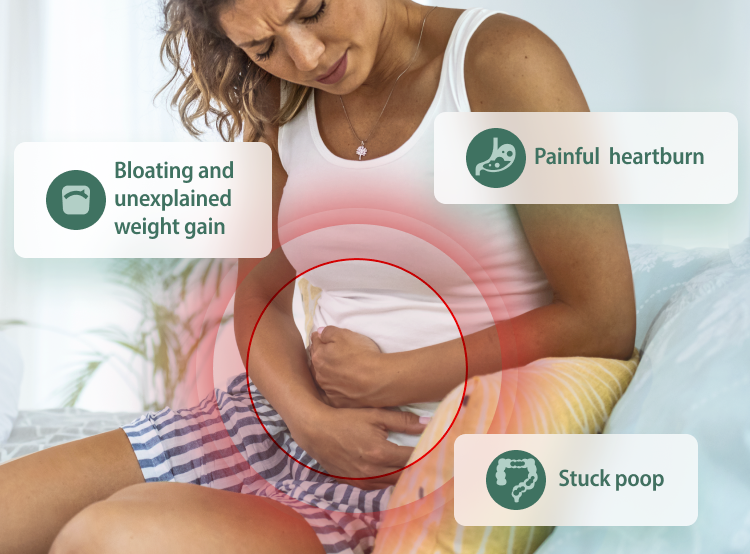 a woman with her stomach pain