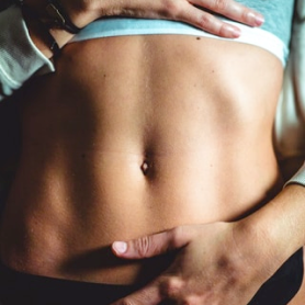 a close-up of a woman's stomach